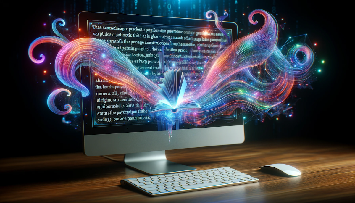 Photo of a modern computer with vibrant holographic projections emerging from its screen